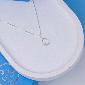 Collar de plata con gota de circonita blanca, 45 cm