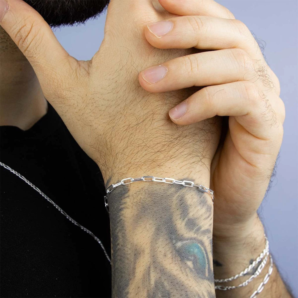 Pulsera de plata para hombre con eslabones cuadrados Cartier, 20 cm - Para hombre