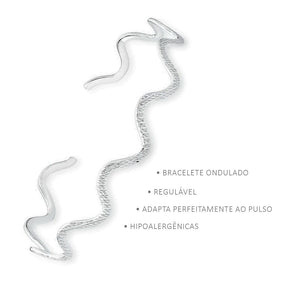 Pulsera de plata ajustable con detalle ondulado