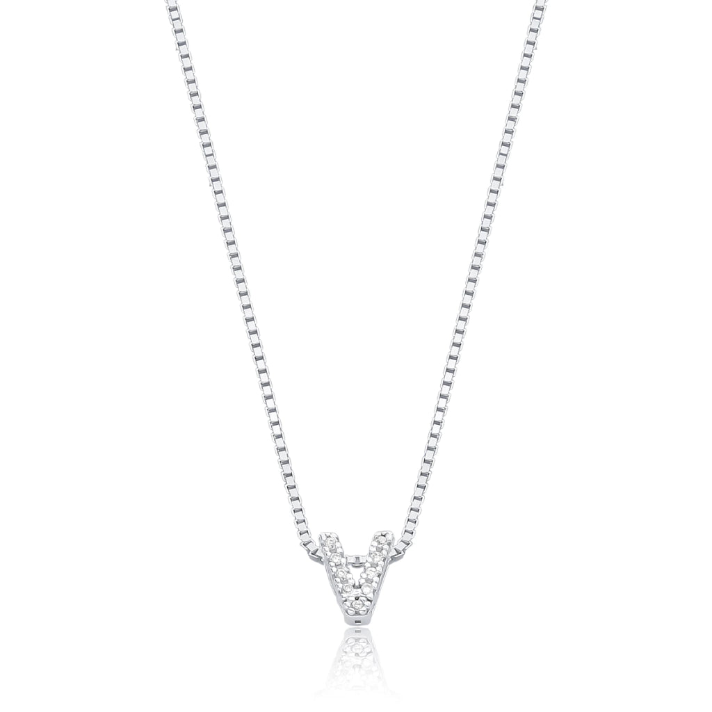 Collar de plata con letra inicial, adornado con circonitas, 45cm.
