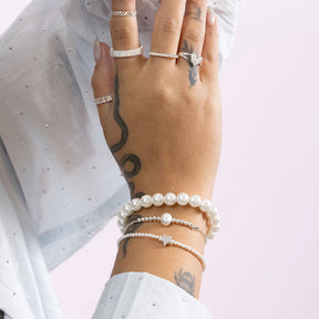 Pulsera de Plata con Perlas (8mm) 21cm