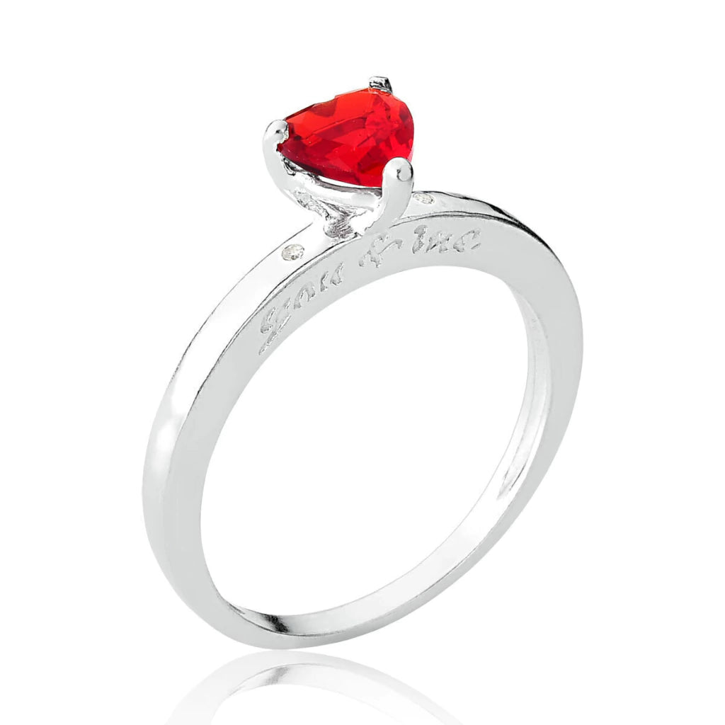 Anillo solitario de plata rojo Tú y Yo