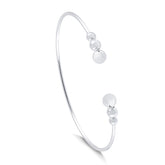 Pulsera rígida abierta de plata de ley 925 con cuentas de plata de 18 cm