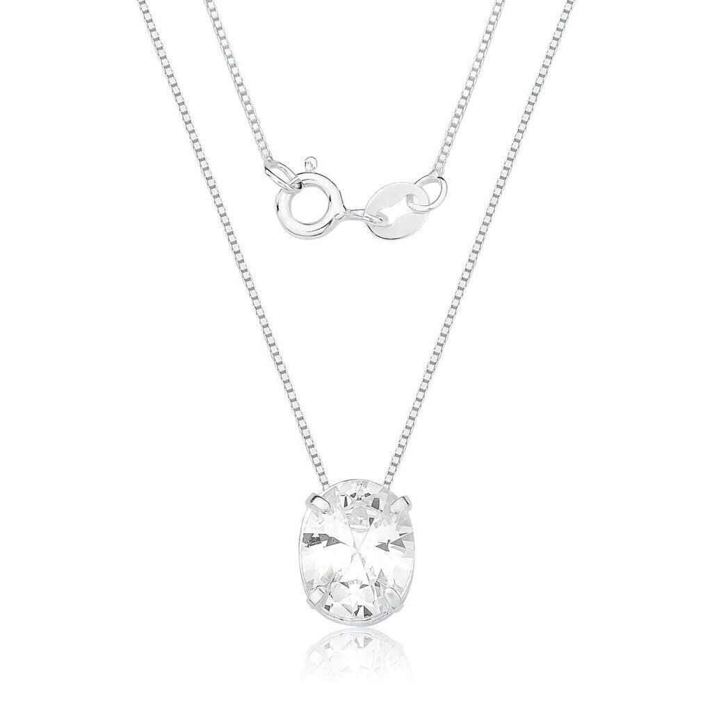 Collar de plata de ley 925 con circonitas ovaladas, 45 cm