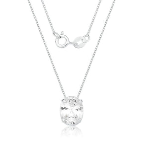 Collar de plata de ley 925 con circonitas ovaladas, 45 cm