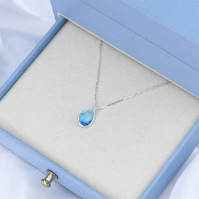 Collar de plata con gota de circonita de 12 mm, 45 cm