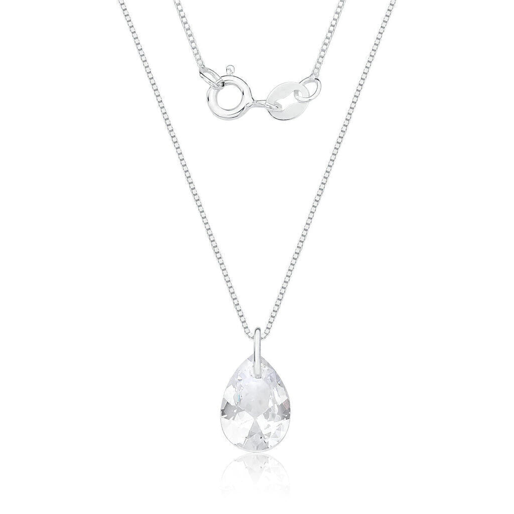 Collar de plata con gota de circonita blanca, 45 cm
