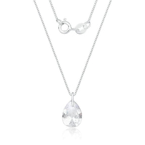 Collar de plata con gota de circonita blanca, 45 cm