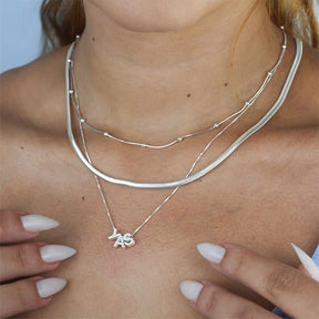 Collar de plata con letra inicial, adornado con circonitas, 45cm.