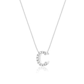 Collar de plata con letra inicial, adornado con circonitas, 45cm.