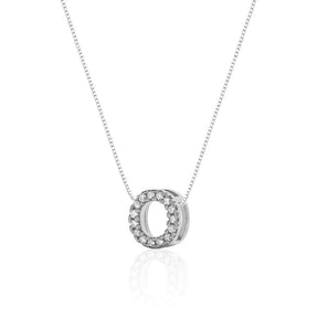 Collar de plata con letra inicial, adornado con circonitas, 45cm.