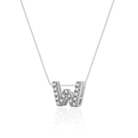 Collar de plata con letra inicial, adornado con circonitas, 45cm.