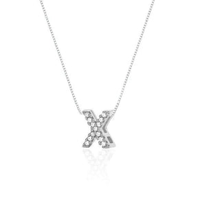 Collar de plata con letra inicial, adornado con circonitas, 45cm.