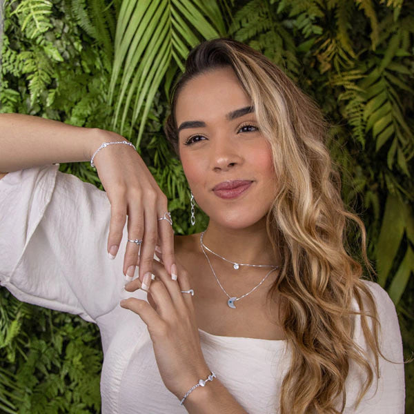 Collar de plata con circonita cúbica, 45 cm