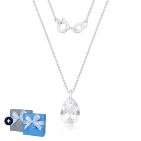 Collar de plata con gota de circonita blanca, 45 cm