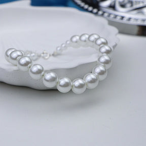 Pulsera de Plata con Perlas (8mm) 21cm