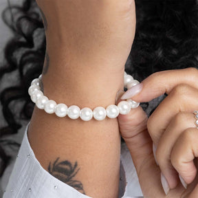 Pulsera de Plata con Perlas (8mm) 21cm