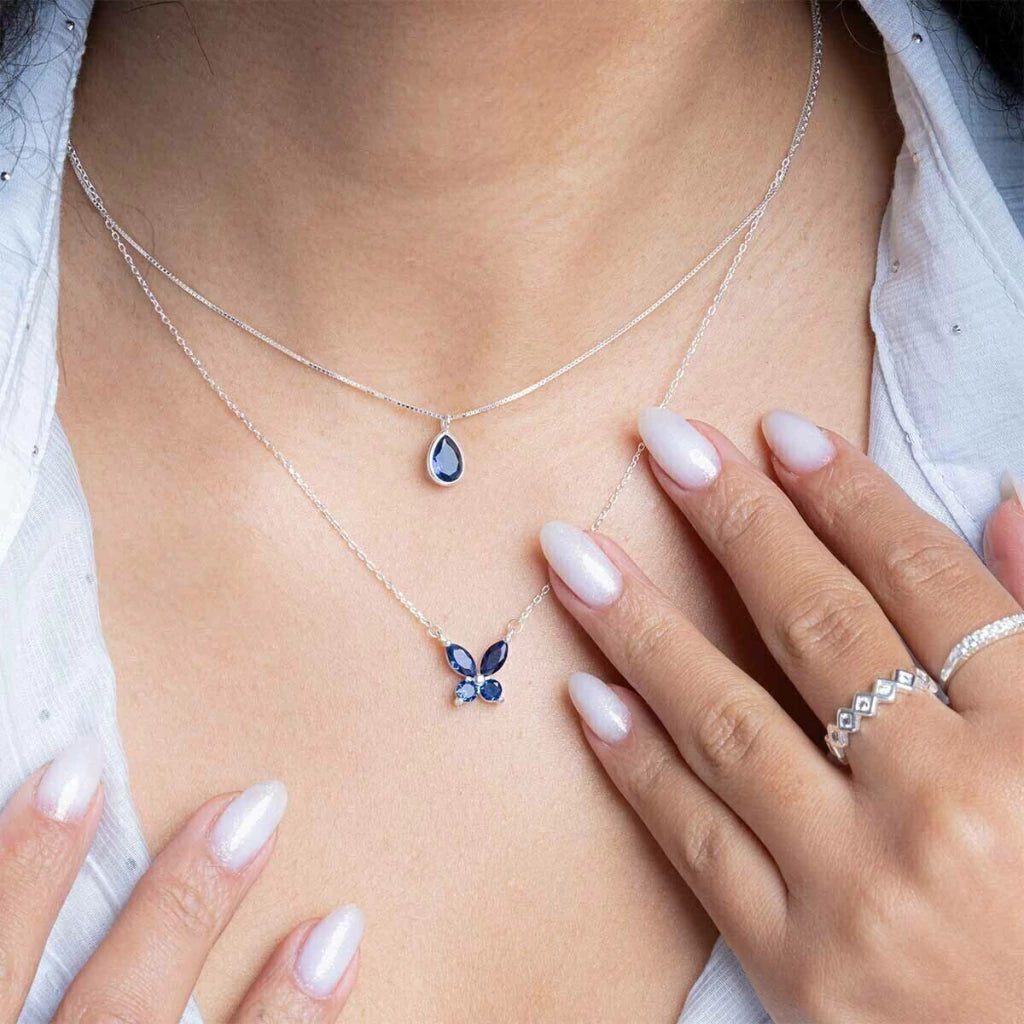 Collar de plata con gota de circonita de 12 mm, 45 cm