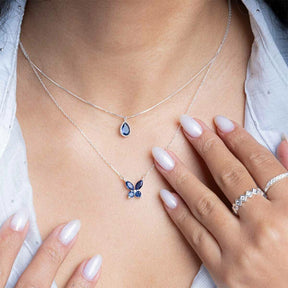 Collar de plata con gota de circonita de 12 mm, 45 cm