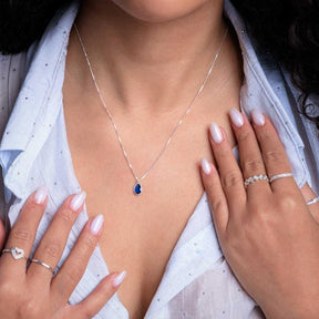 Collar de plata con gota de circonita de 12 mm, 45 cm