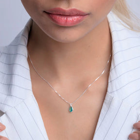 Collar de plata con gota de circonita de 12 mm, 45 cm