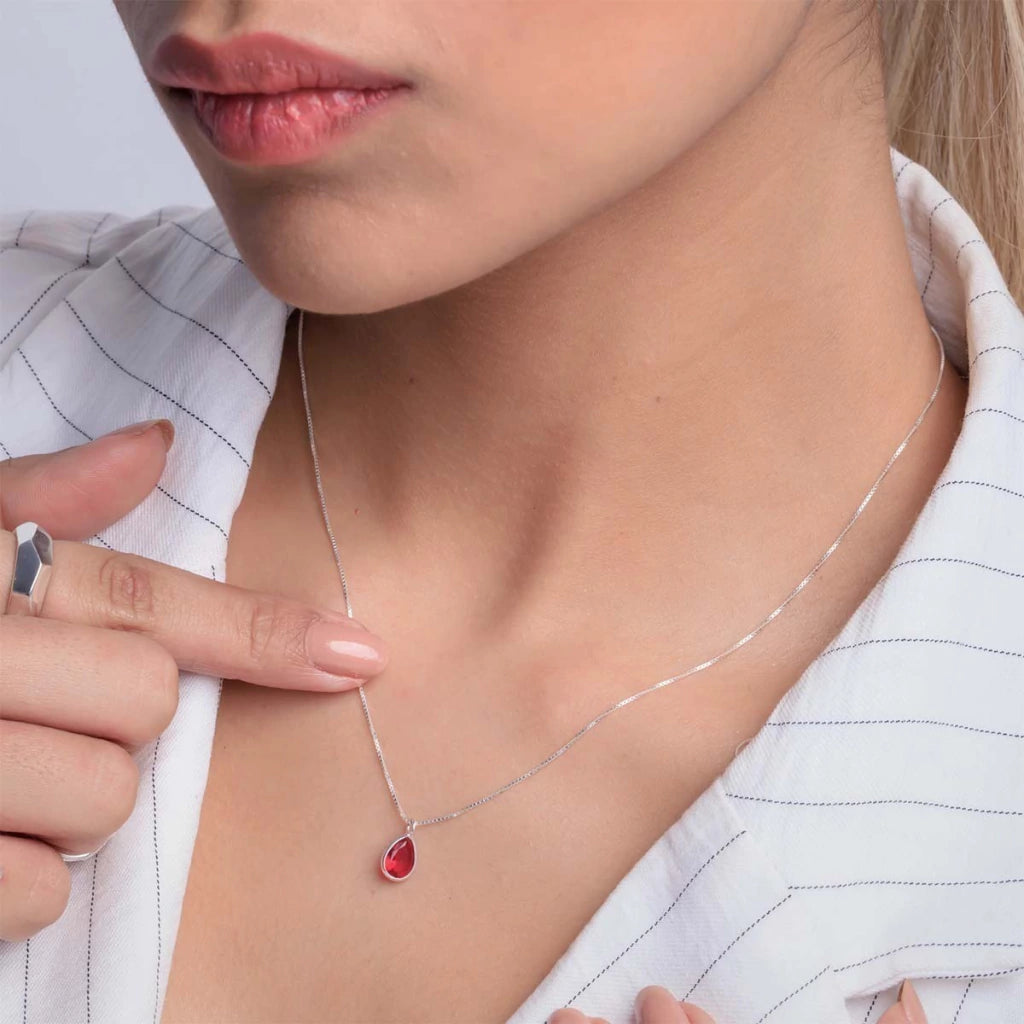 Collar de plata con gota de circonita de 12 mm, 45 cm