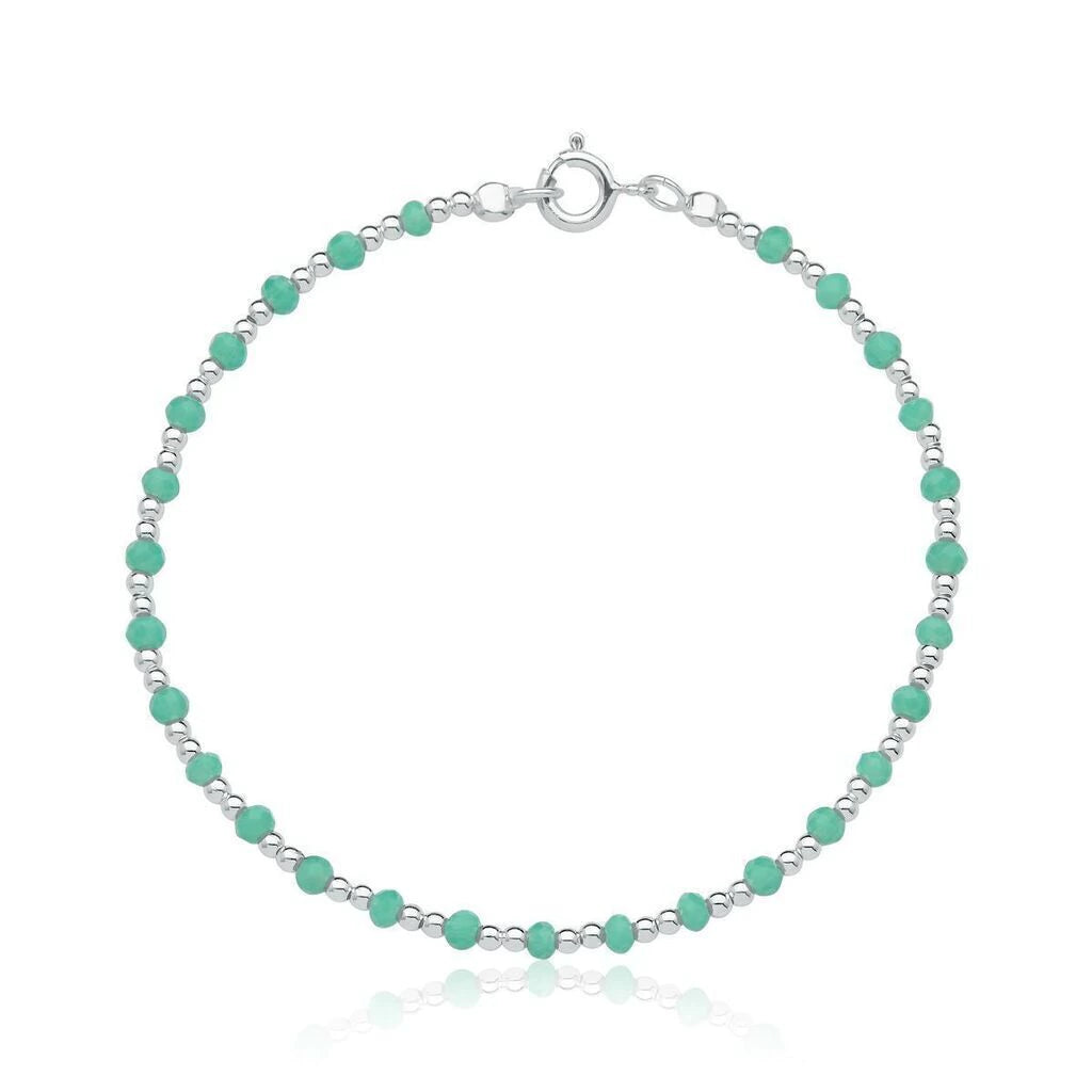 Pulsera de Plata con Cristales Verdes, 18 cm: Glamour para Eventos Especiales