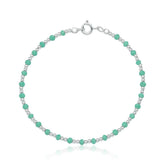 Pulsera de Plata con Cristales Verdes, 18 cm: Glamour para Eventos Especiales