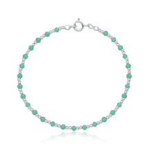 Pulsera de Plata con Cristales Verdes, 18 cm: Glamour para Eventos Especiales
