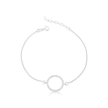 Pulsera de plata con engaste de círculos y eslabones venecianos, 20 cm