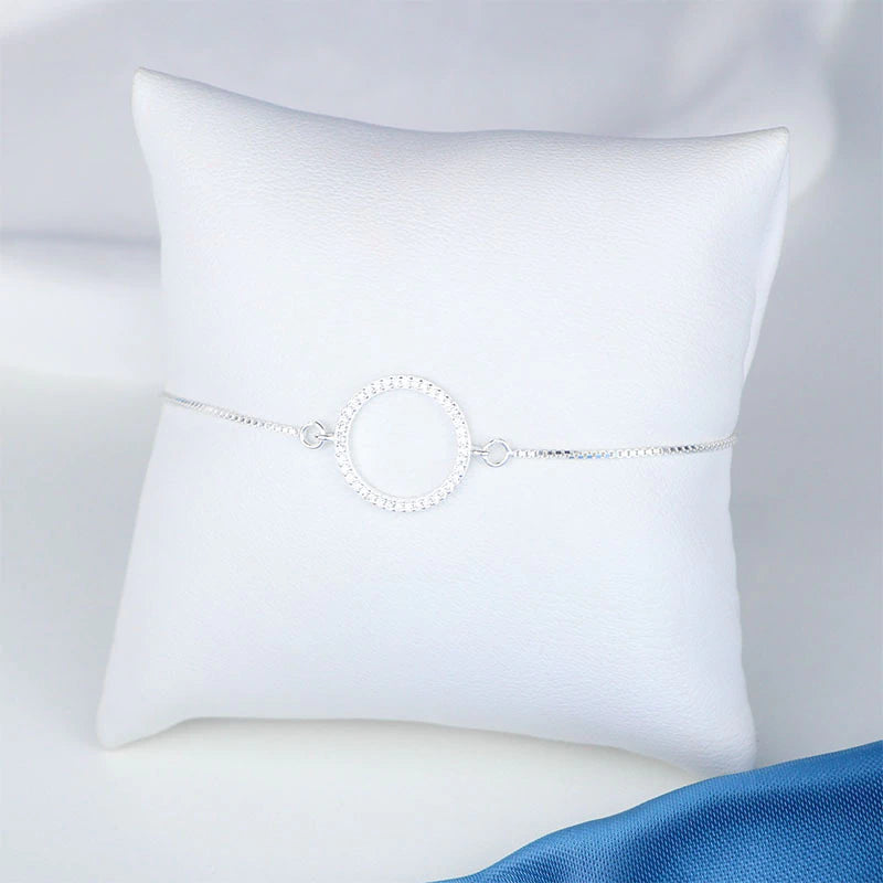 Pulsera de plata con engaste de círculos y eslabones venecianos, 20 cm