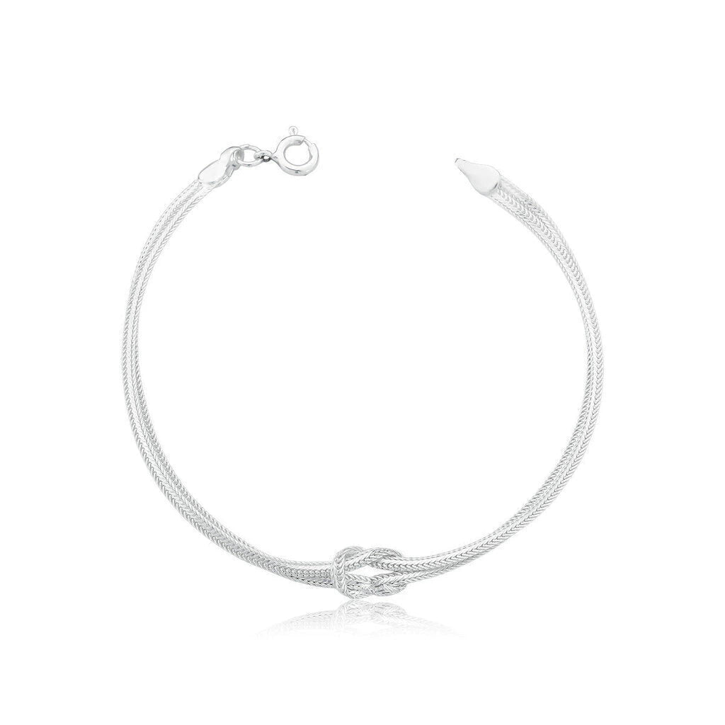 Pulsera de eslabones de plata con nudo, 18 cm