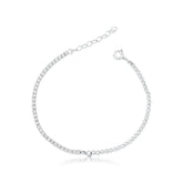 Pulsera Riviera de Plata con Circonitas Blancas y Cuentas, 18cm