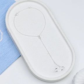 Pulsera y anillo de plata con jade y circonita cúbica (1 mm)