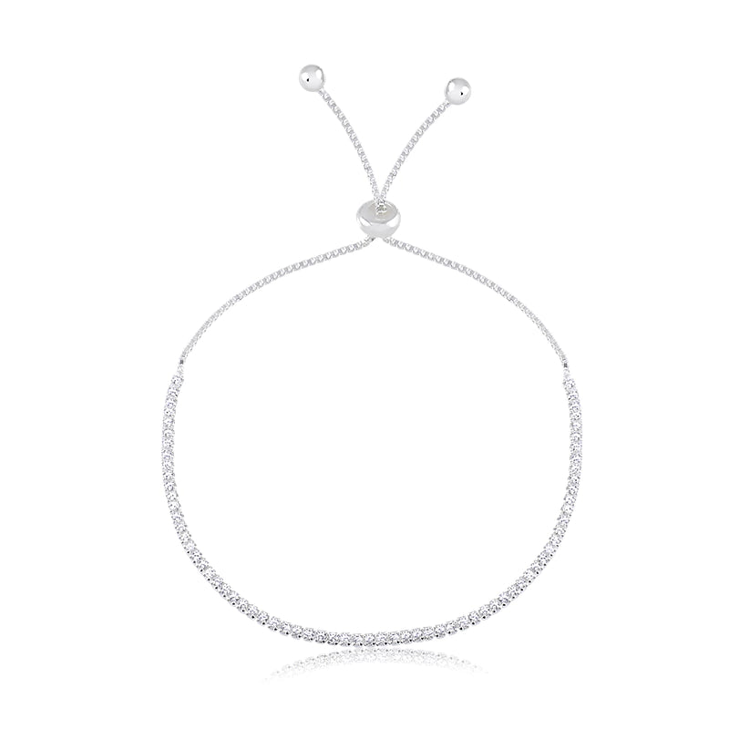 Pulsera ajustable de plata con circonitas cúbicas