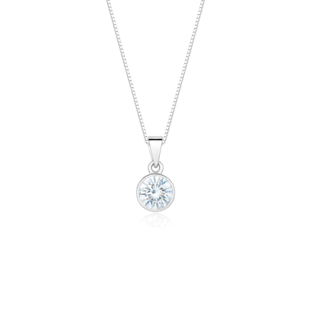 Collar de Plata con Piedra Circonita Blanca (6mm) 45cm