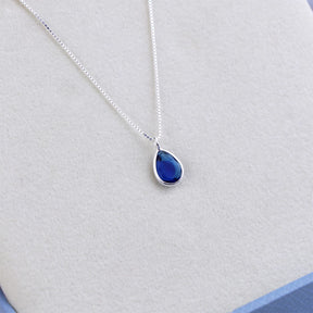 Collar de plata con gota de circonita de 12 mm, 45 cm