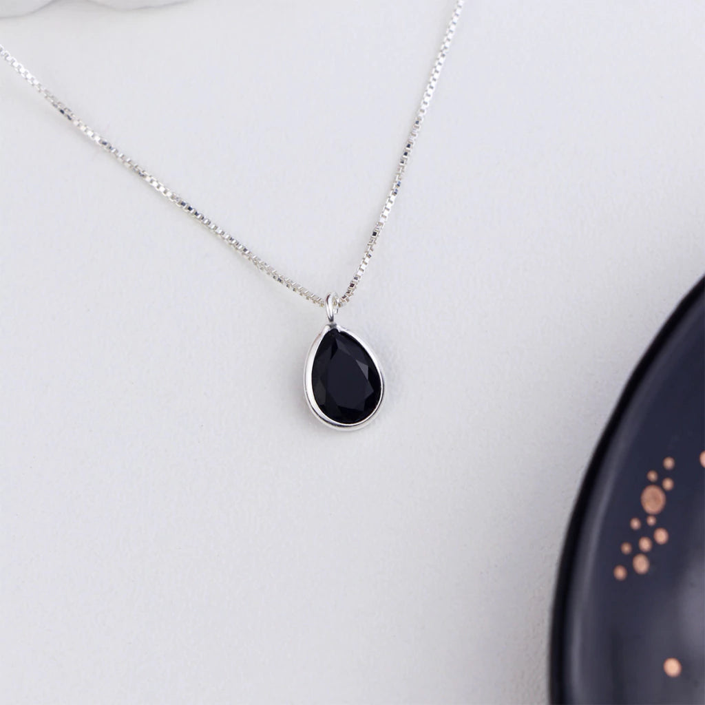 Collar de plata con gota de circonita de 12 mm, 45 cm