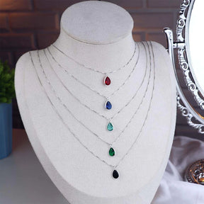 Collar de plata con gota de circonita de 12 mm, 45 cm