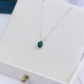 Collar de plata con gota de circonita de 12 mm, 45 cm