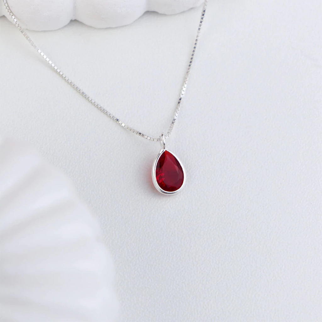 Collar de plata con gota de circonita de 12 mm, 45 cm