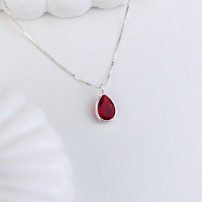 Collar de plata con gota de circonita de 12 mm, 45 cm